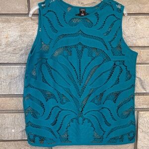City Streets Teal Lace Tank Top